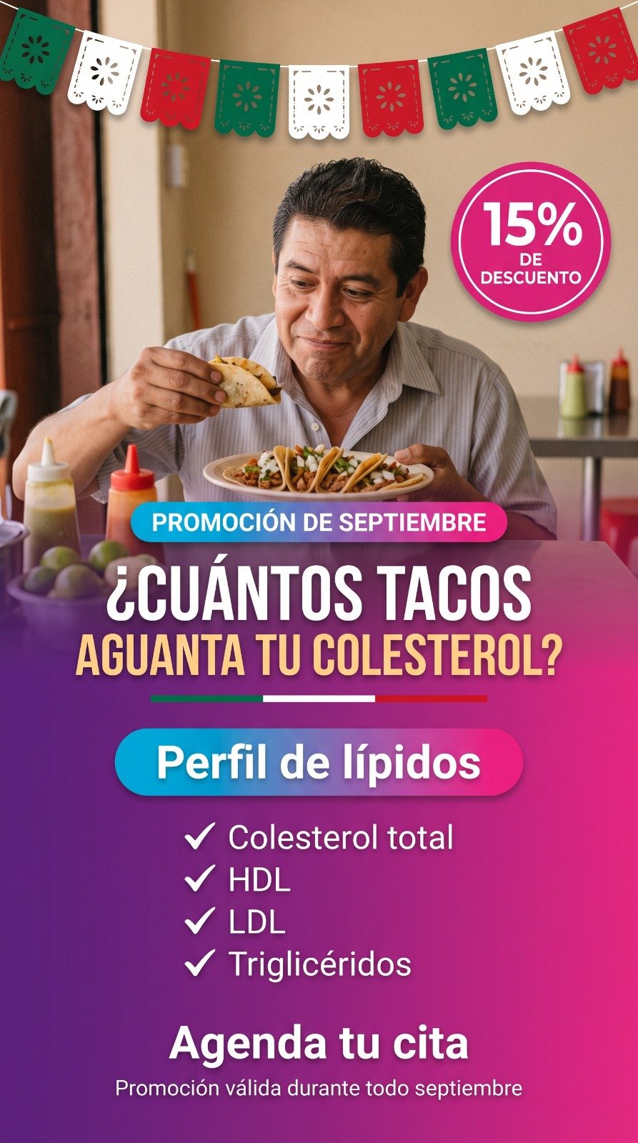 Promoción de septiembre: perfil de lípidos con 15% de descuento en Casley Medical